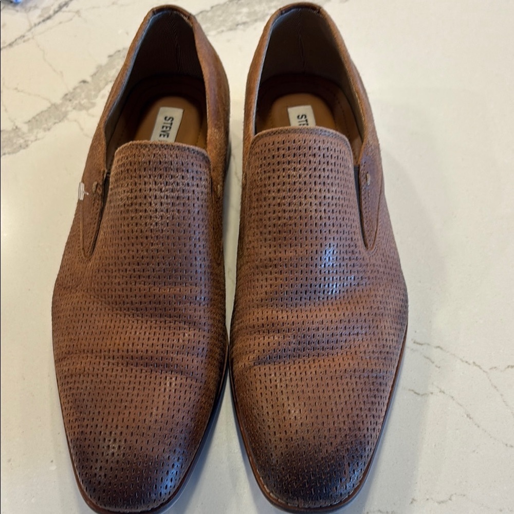 Steve Madden Tan Perforated Slip-Ons